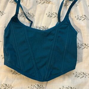 Colsie Teal Mesh Corset Top